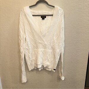 Vintage 80’s Polo Jeans 1967 Ralph Lauren Cable Knit Hooded 100% Cotton Sweater